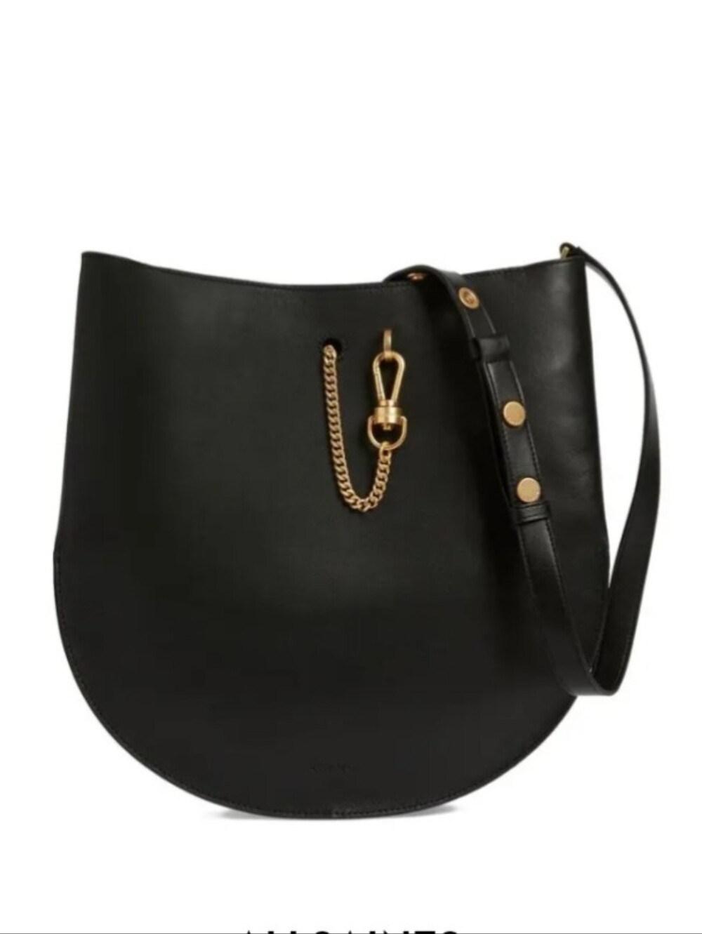 ALL SAINTS Beaumont Black Leather Hobo Bag